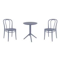 Victor Bistro Set with Sky 24" Round Folding Table Dark Gray S252121-DGR