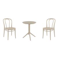 Victor Bistro Set with Sky 24" Round Folding Table Taupe S252121-DVR-