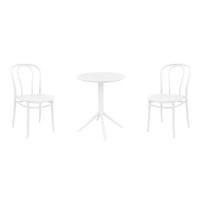 Victor Bistro Set with Sky 24" Round Folding Table White S252121-WHI