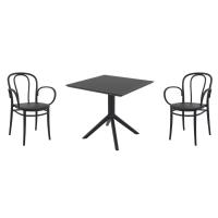 Victor XL Dining Set with Sky 31" Square Table Black S253106-BLA-