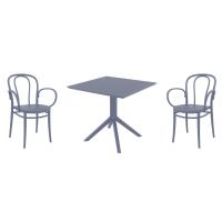 Victor XL Dining Set with Sky 31" Square Table Dark Gray S253106-DGR-