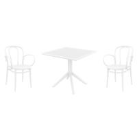 Victor XL Dining Set with Sky 31" Square Table White S253106-WHI-