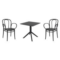 Victor XL Dining Set with Sky 27" Square Table Black S253108-BLA-