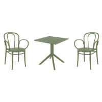 Victor XL Dining Set with Sky 27" Square Table Olive Green S253108-OLG