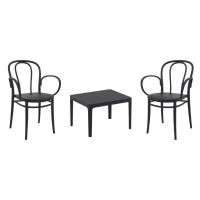 Victor XL Conversation Set with Sky 24" Side Table Black S253109-BLA