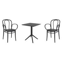 Victor XL Bistro Set with Sky 24" Square Folding Table Black S253114-BLA-