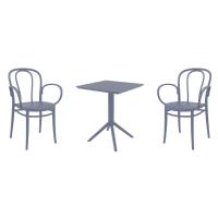 Victor XL Bistro Set with Sky 24" Square Folding Table Dark Gray S253114-DGR-