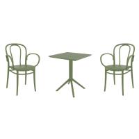 Victor XL Bistro Set with Sky 24" Square Folding Table Olive Green S253114-OLG