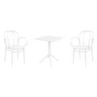Victor XL Bistro Set with Sky 24" Square Folding Table White S253114-WHI