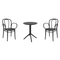 Victor XL Bistro Set with Sky 24" Round Folding Table Black S253121-BLA-