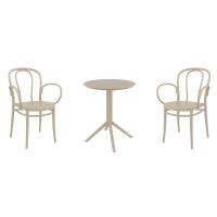 Victor XL Bistro Set with Sky 24" Round Folding Table Taupe S253121-DVR