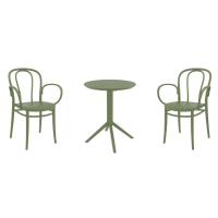 Victor XL Bistro Set with Sky 24" Round Folding Table Olive Green S253121-OLG-