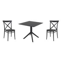 Cross Dining Set with Sky 31" Square Table Black S254106-BLA - 1