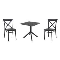 Cross Dining Set with Sky 27" Square Table Black S254108-BLA-