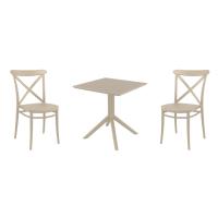 Cross Dining Set with Sky 27" Square Table Taupe S254108-DVR