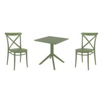 Cross Dining Set with Sky 27" Square Table Olive Green S254108-OLG