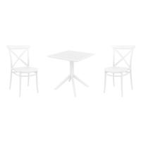 Cross Dining Set with Sky 27" Square Table White S254108-WHI-