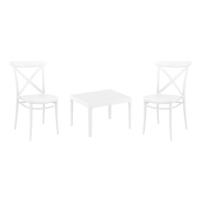 Cross Conversation Set with Sky 24" Side Table White S254109-WHI-