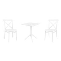 Cross Bistro Set with Sky 24" Square Folding Table White S254114-WHI-