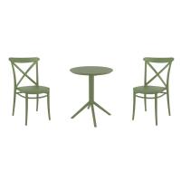 Cross Bistro Set with Sky 24" Round Folding Table Olive Green S254121-OLG - 1