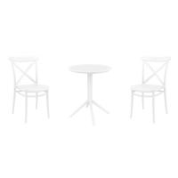 Cross Bistro Set with Sky 24" Round Folding Table White S254121-WHI - 1