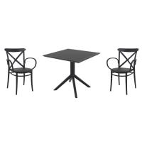 Cross XL Dining Set with Sky 31" Square Table Black S256106-BLA-