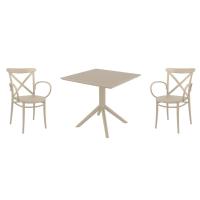 Cross XL Dining Set with Sky 31" Square Table Taupe S256106-DVR