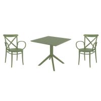 Cross XL Dining Set with Sky 31" Square Table Olive Green S256106-OLG