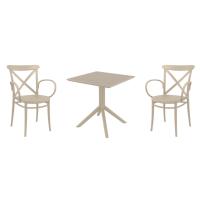 Cross XL Dining Set with Sky 27" Square Table Taupe S256108-DVR-
