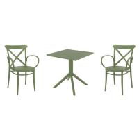 Cross XL Dining Set with Sky 27" Square Table Olive Green S256108-OLG-