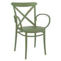 Cross XL Dining Set with Sky 27" Square Table Olive Green S256108-OLG - 1