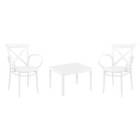 Cross XL Conversation Set with Sky 24" Side Table White S256109-WHI