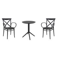 Cross XL Bistro Set with Sky 24" Round Folding Table Black S256121-BLA