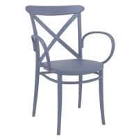 Cross XL Bistro Set with Sky 24" Round Folding Table Dark Gray S256121-DGR - 1