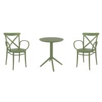 Cross XL Bistro Set with Sky 24" Round Folding Table Olive Green S256121-OLG-