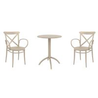 Cross XL Bistro Set with Octopus 24" Round Table Taupe S256160-DVR - 1