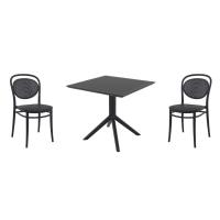 Marcel Dining Set with Sky 31" Square Table Black S257106-BLA-