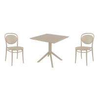 Marcel Dining Set with Sky 31" Square Table Taupe S257106-DVR