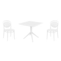 Marcel Dining Set with Sky 31" Square Table White S257106-WHI-
