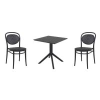 Marcel Dining Set with Sky 27" Square Table Black S257108-BLA - 1
