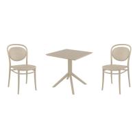 Marcel Dining Set with Sky 27" Square Table Taupe S257108-DVR - 1