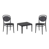Marcel Conversation Set with Sky 24" Side Table Black S257109-BLA