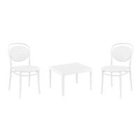 Marcel Conversation Set with Sky 24" Side Table White S257109-WHI