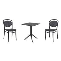 Marcel Bistro Set with Sky 24" Square Folding Table Black S257114-BLA-