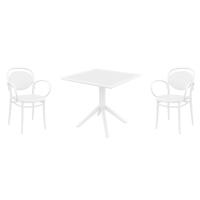 Marcel XL Dining Set with Sky 31" Square Table White S258106-WHI