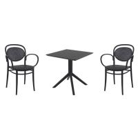 Marcel XL Dining Set with Sky 27" Square Table Black S258108-BLA-