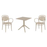 Marcel XL Dining Set with Sky 27" Square Table Taupe S258108-DVR