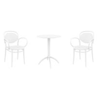 Marcel XL Bistro Set with Octopus 24" Round Table White S258160-WHI-