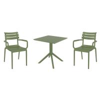 Paris Dining Set with Sky 27" Square Table Olive Green S282108-OLG-