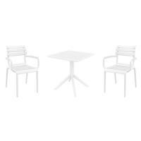 Paris Dining Set with Sky 27" Square Table White S282108-WHI-